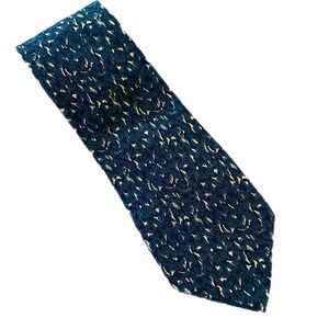 Vintage 90s Valentino  Silk Neck Tie Green Abstract 3.5 x 56" Made Italy